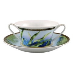 Retro Gianni Versace for Rosenthal, "Jungle" Porcelain Bouillon Cup and Saucer