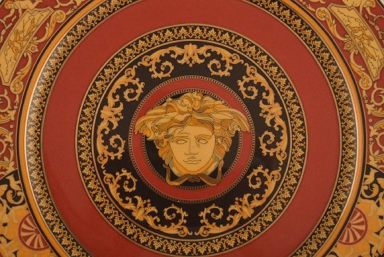 Gianni Versace for Rosenthal. Red Medusa Porcelain Plate with Gold ...