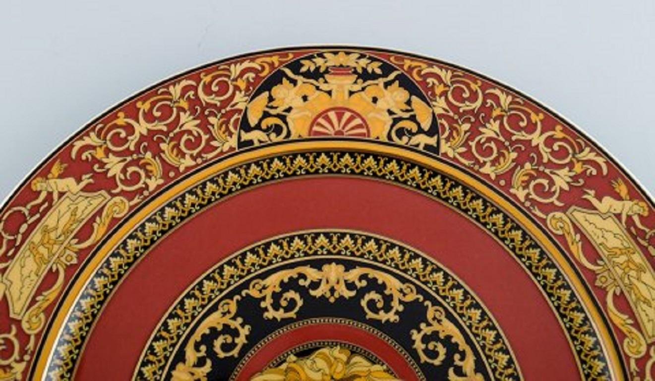 Post-Modern Gianni Versace for Rosenthal. Red Medusa Porcelain Plate with Gold Decoration