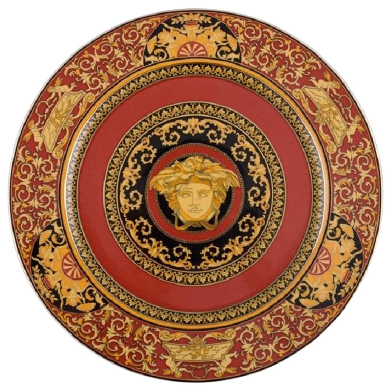 Gianni Versace for Rosenthal. Red Medusa Porcelain Plate with Gold Decoration