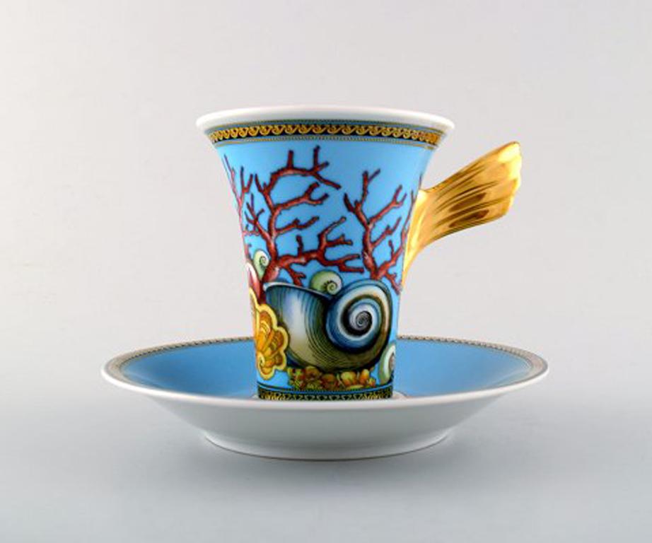 Gianni Versace for Rosenthal, Set of 6 Coffee Cups with Saucers In Excellent Condition In Copenhagen, DK