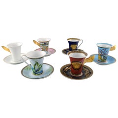 Gianni Versace for Rosenthal, Set of 6 Coffee Cups with Saucers