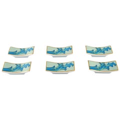 Retro Gianni Versace for Rosenthal, Six "Arabesque" Knife Rests in Porcelain