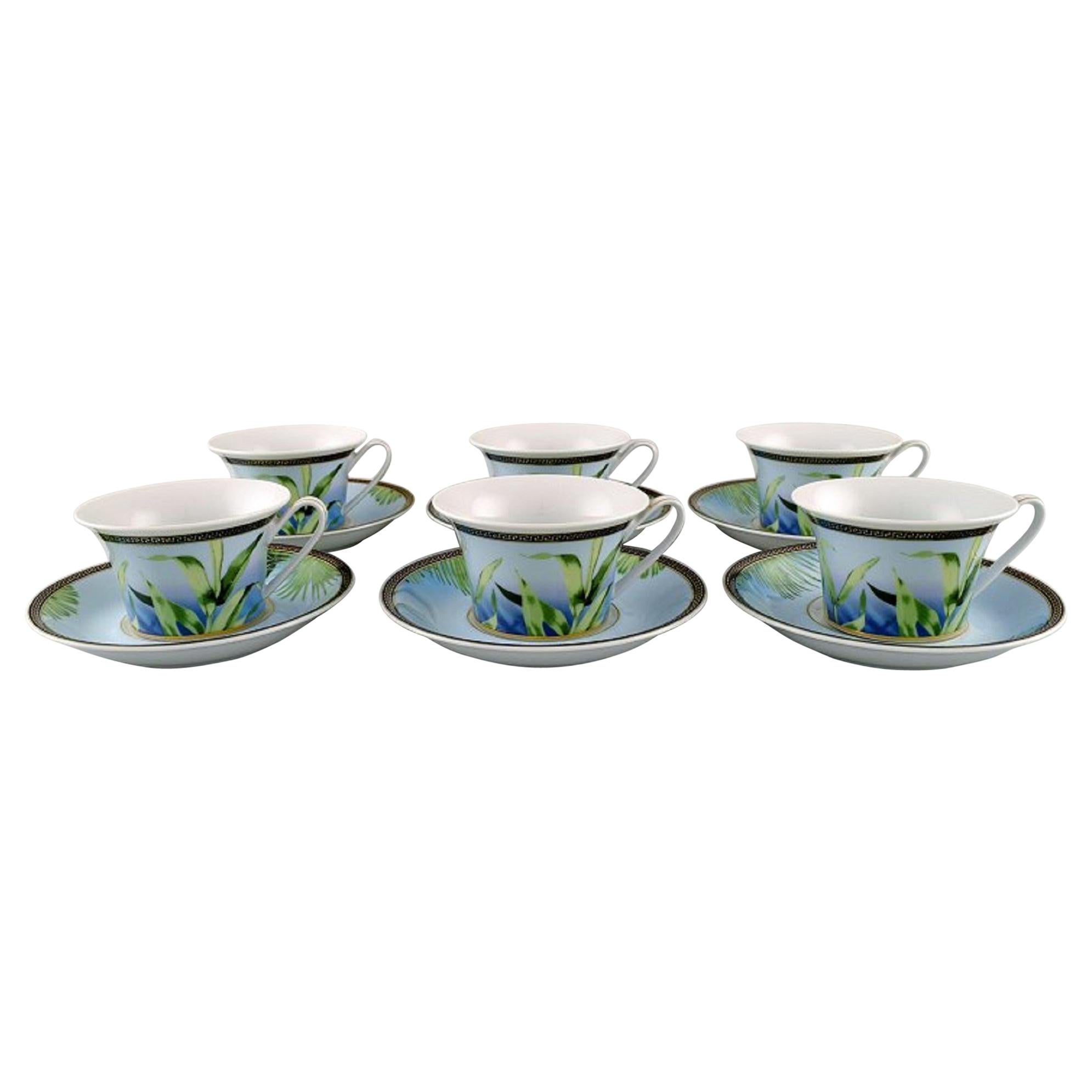 Gianni Versace for Rosenthal, Six Jungle Tea Cups with Saucer in Porcelain