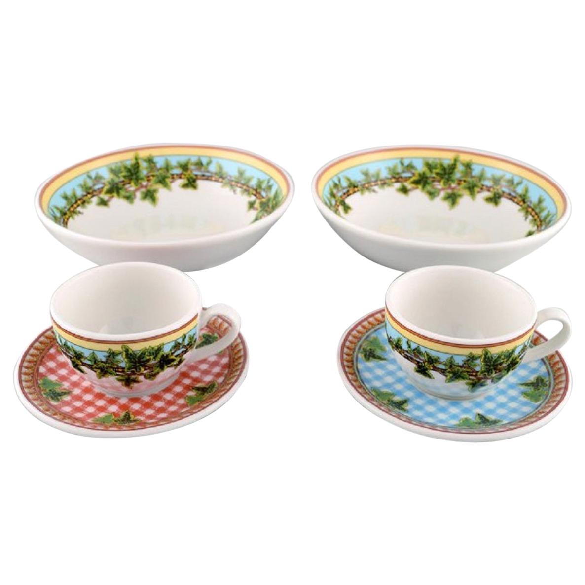 Gianni Versace for Rosenthal, Two "Ivy Leaves" Cups with Saucers and Two  Bowls at 1stDibs