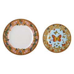Gianni Versace for Rosenthal, Two Le Jardin Des Pappilons Plates in Porcelain
