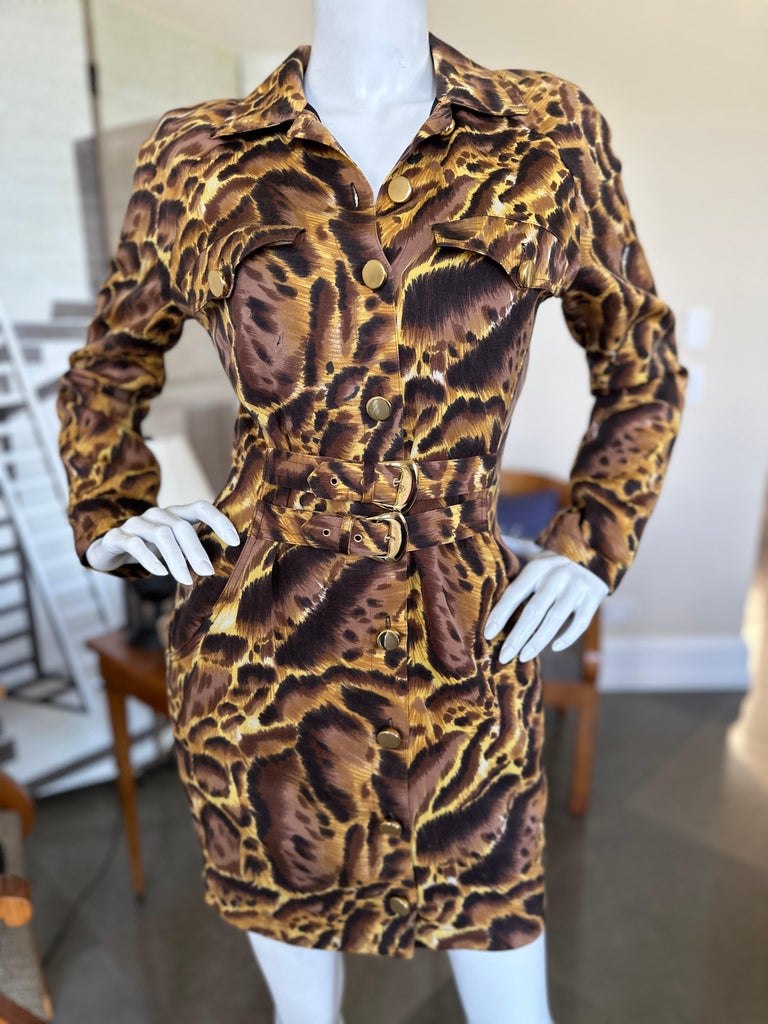 Gianni Versace for Versus Vintage Animal Print Cotton Dress with Gold ...