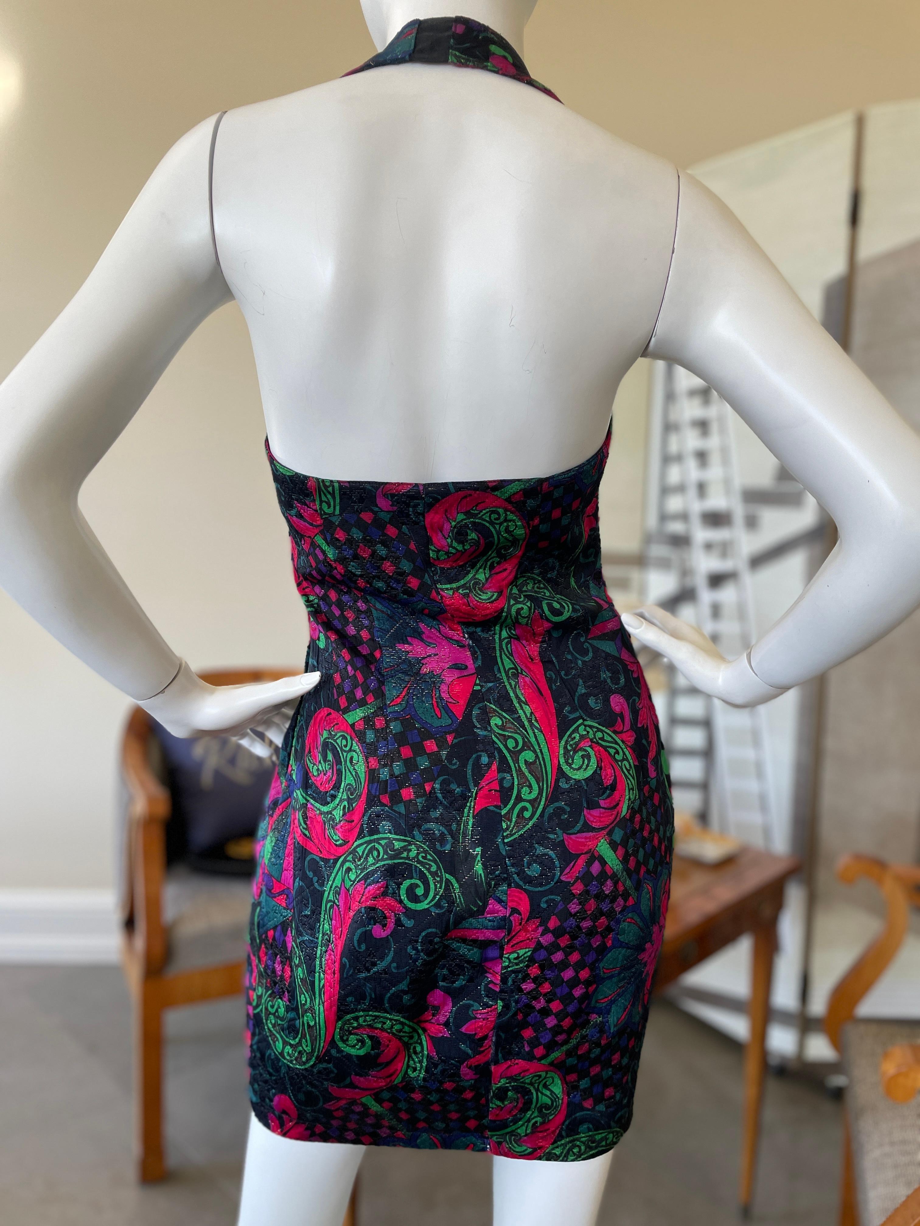 Gianni Versace for Versus Sexy Vintage Baroque Glitter Pattern Dress
Size 42, there is a lot of stretch
Bust 34