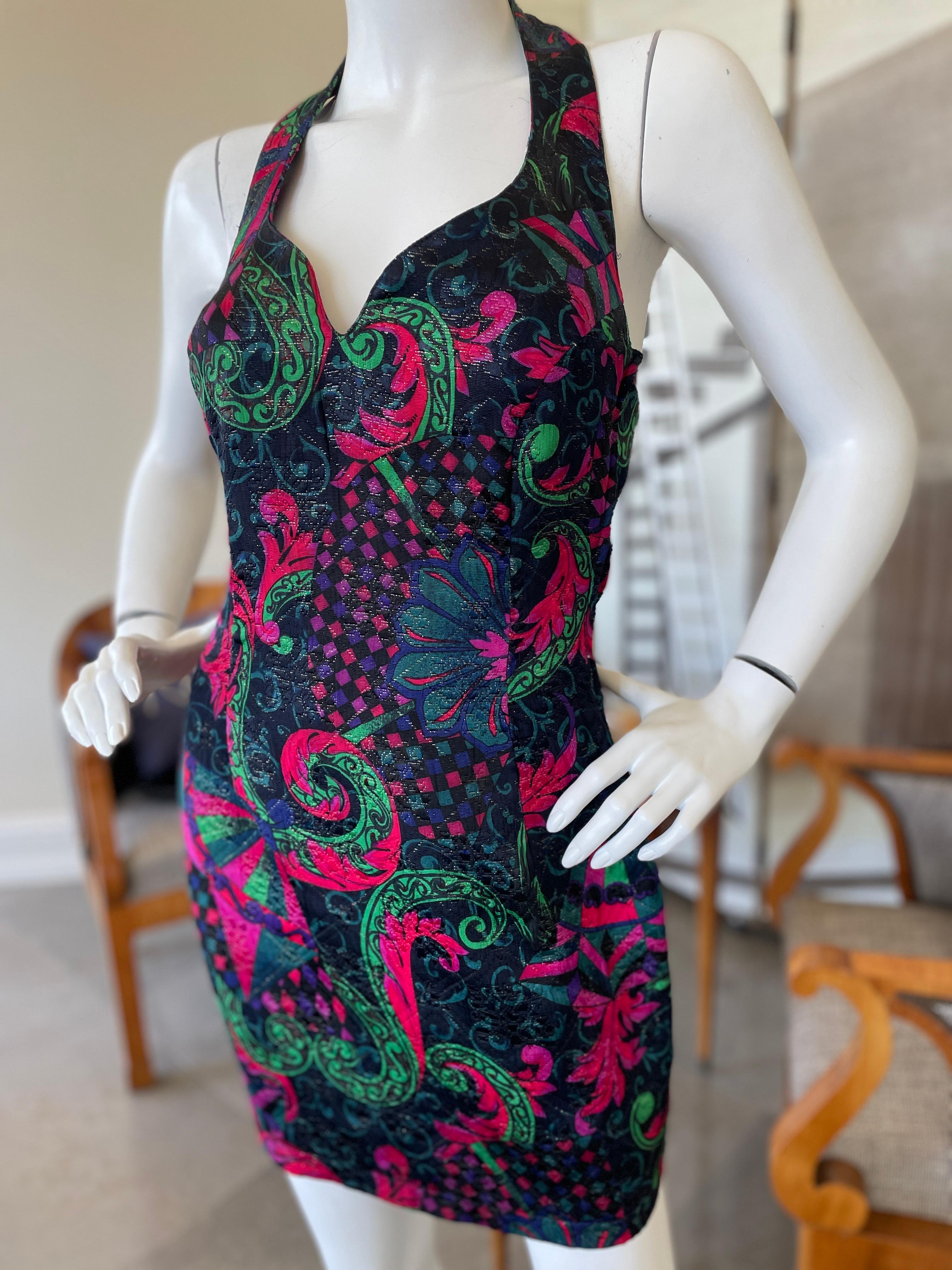 Gianni Versace for Versus Vintage Baroque Glitter Pattern Dress  In Excellent Condition For Sale In Cloverdale, CA