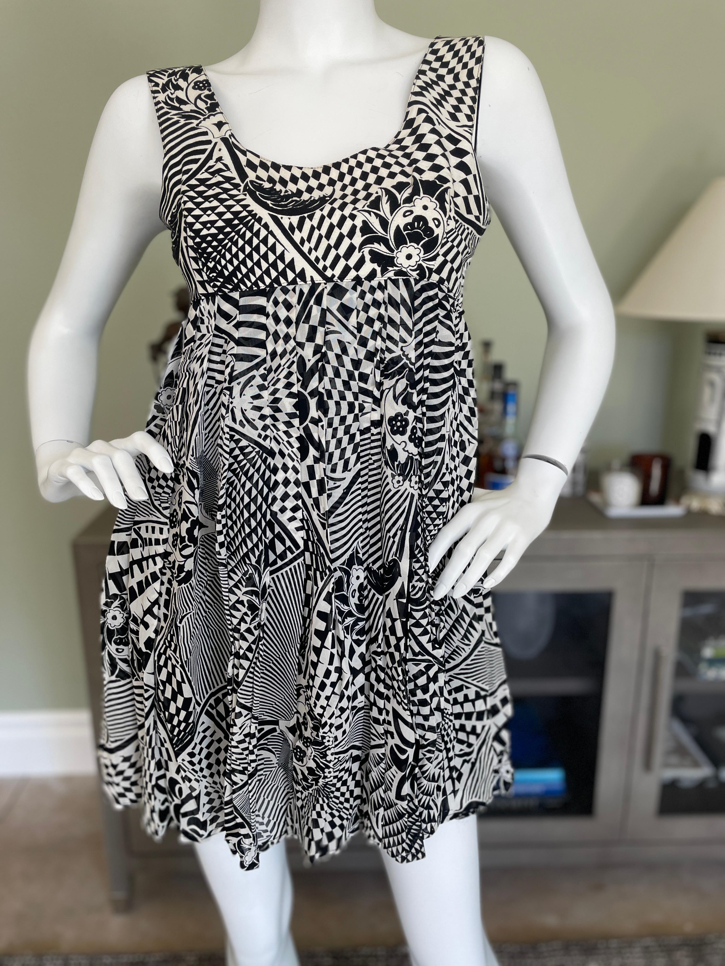 Gray Gianni Versace for Versus Vintage Op Art Baby Doll Dress For Sale