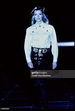 Gianni Versace FW 1992 'Miss S&M' Black & Gold Collar Tip Shirt IT 38