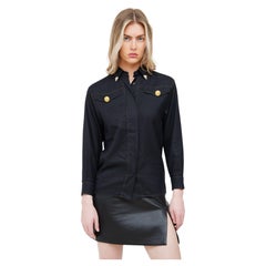 Gianni Versace FW 1992 'Miss S&M' Black & Gold Collar Tip Shirt IT 38