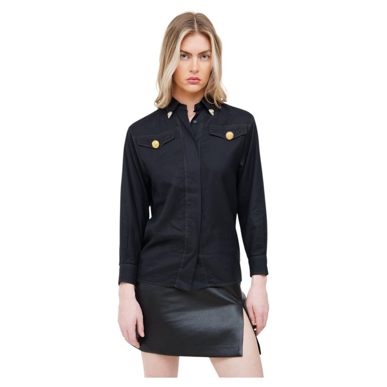 black dress shirt with gold collar Black Golden Floral Silk Men Long Sleeve Shirt