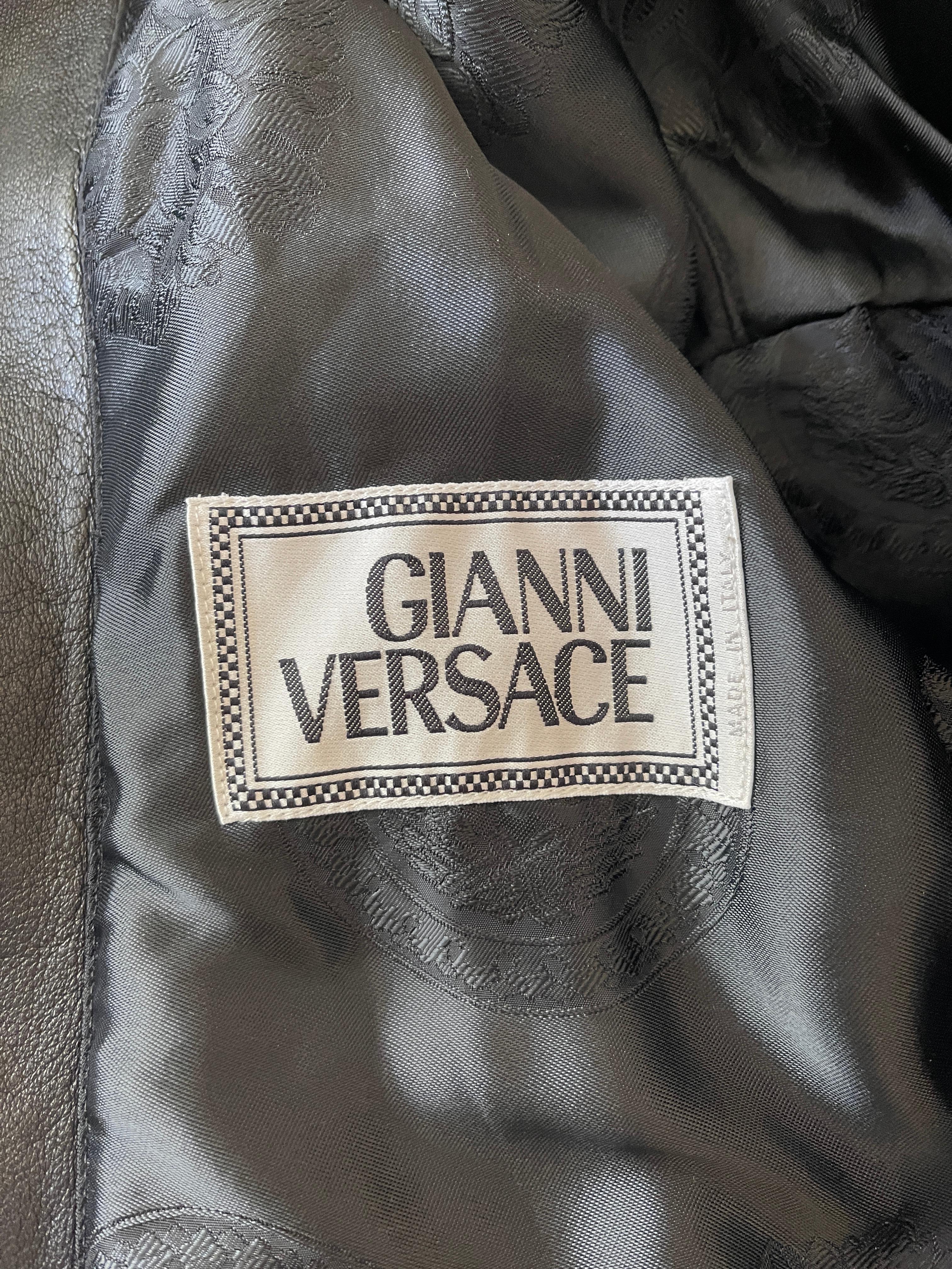 1990s Gianni Versace Leather Jacket Vintage Biker Jacket from FW 1994 Runway