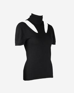 Gianni Versace FW 1997 Cashmere Silk Cut-Out Turtleneck Top IT 42
