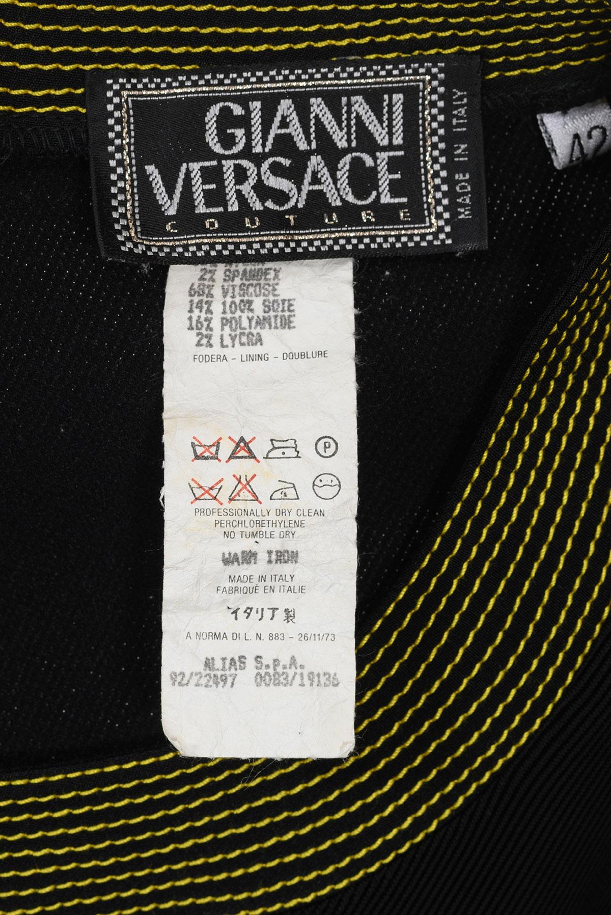 GIANNI VERSACE FW 92 Stretch Dress with Gold Stitching In condizioni ottime in vendita a Milano, MILANO