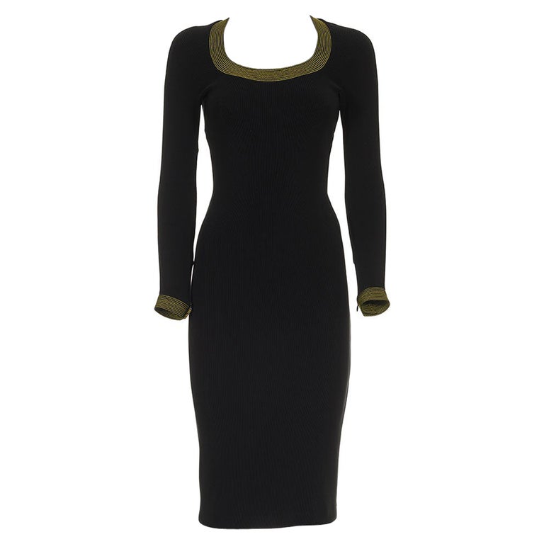 GIANNI VERSACE FW 92 Stretch Dress with Gold Stitching For Sale at 1stDibs