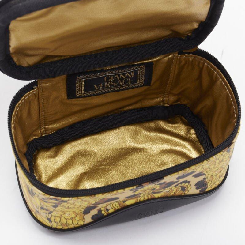 GIANNI VERSACE gold barocco baroque leopard print leather top handle micro bag For Sale 5