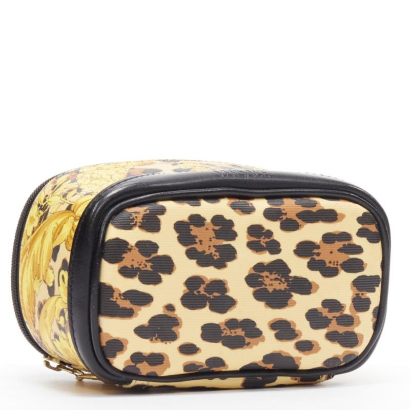 GIANNI VERSACE gold barocco baroque leopard print leather top handle micro bag For Sale 1