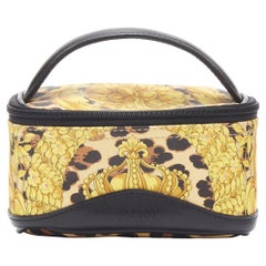 Vintage GIANNI VERSACE gold barocco baroque leopard print leather top handle micro bag