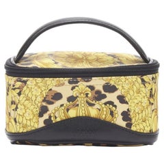 GIANNI VERSACE Barocco doré Baroque en cuir imprimé léopard Sac à main micro à poignée supérieure