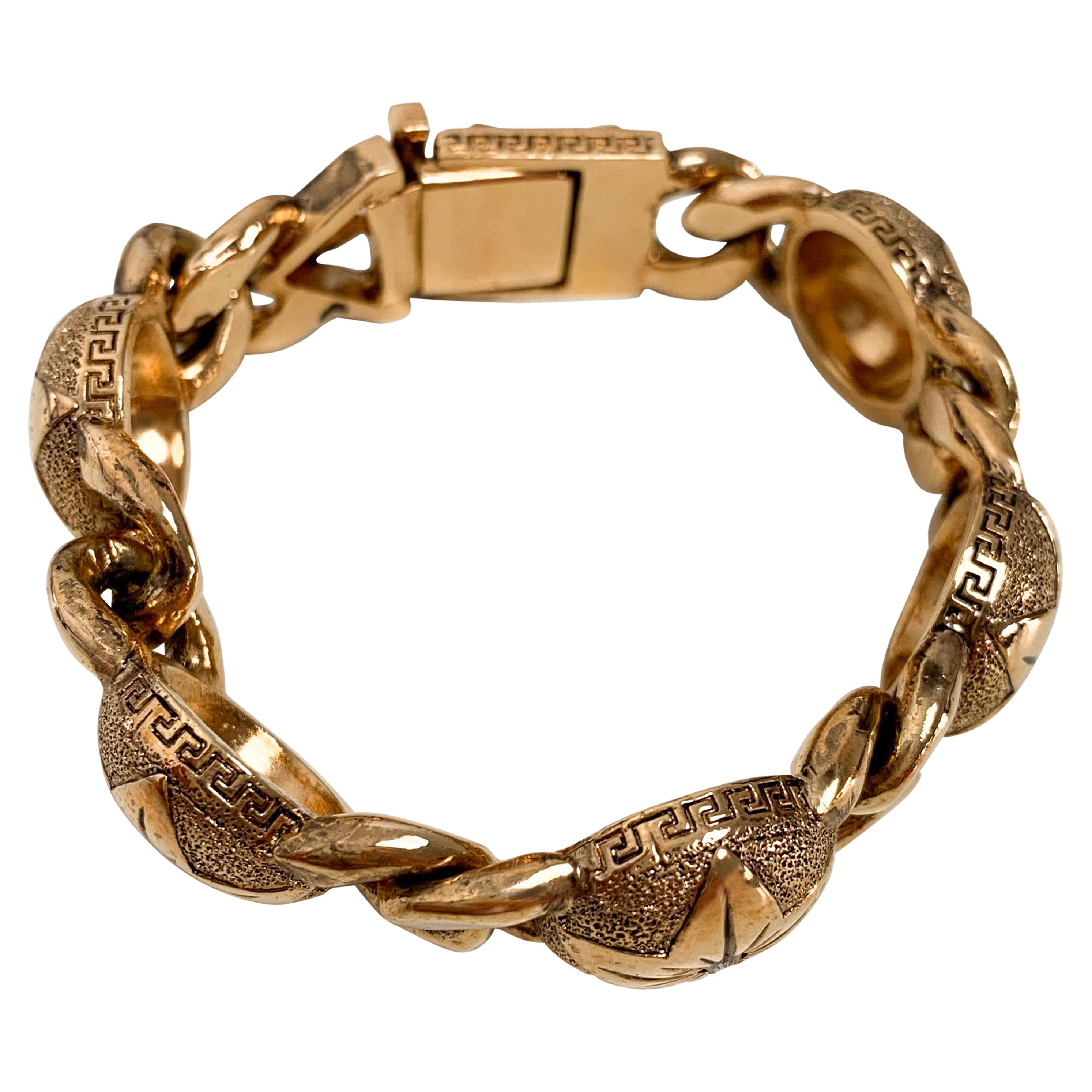 Gianni Versace Vintage Men's Gold Tone Curb Bracelet Medusa at 1stDibs