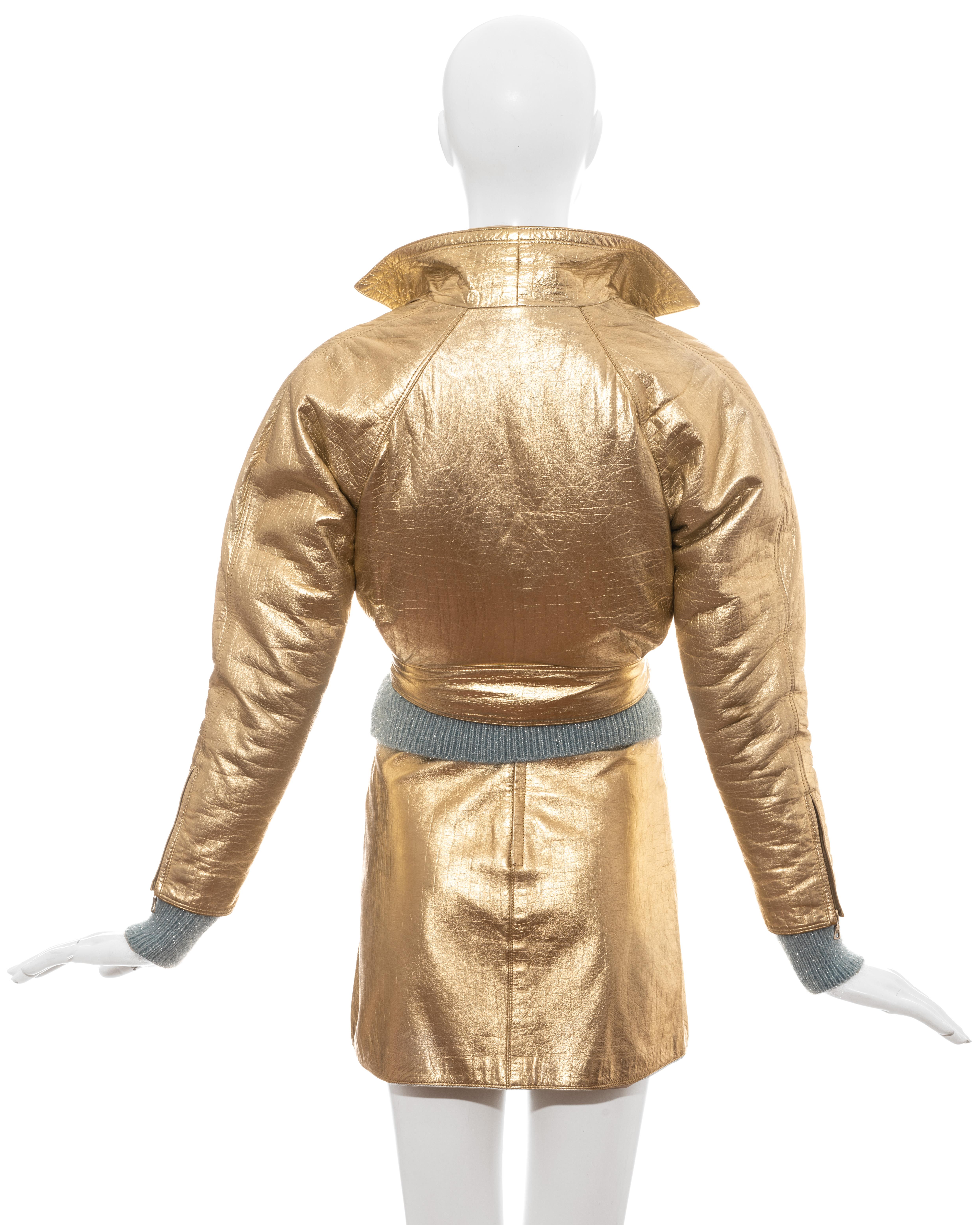 Gianni Versace gold leather four piece skirt suit, fw 1994 For Sale 2