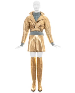 Gianni Versace gold leather four piece skirt suit, fw 1994