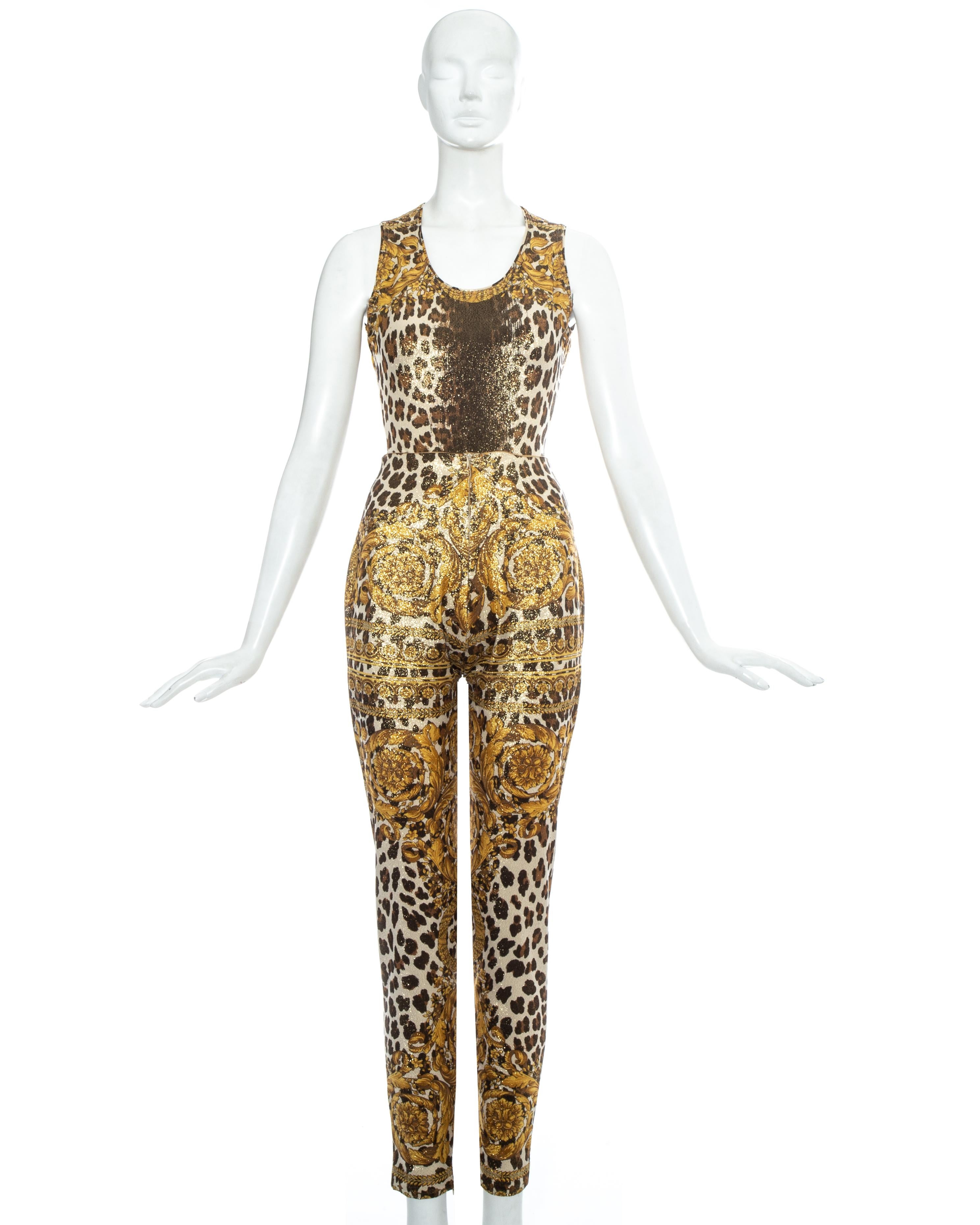 Gianni Versace gold leopard printed metallic bodysuit and pants.   

Spring-Summer 1992