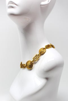 Gianni Versace Gold Medusa & Greek Key Choker, c. 90's