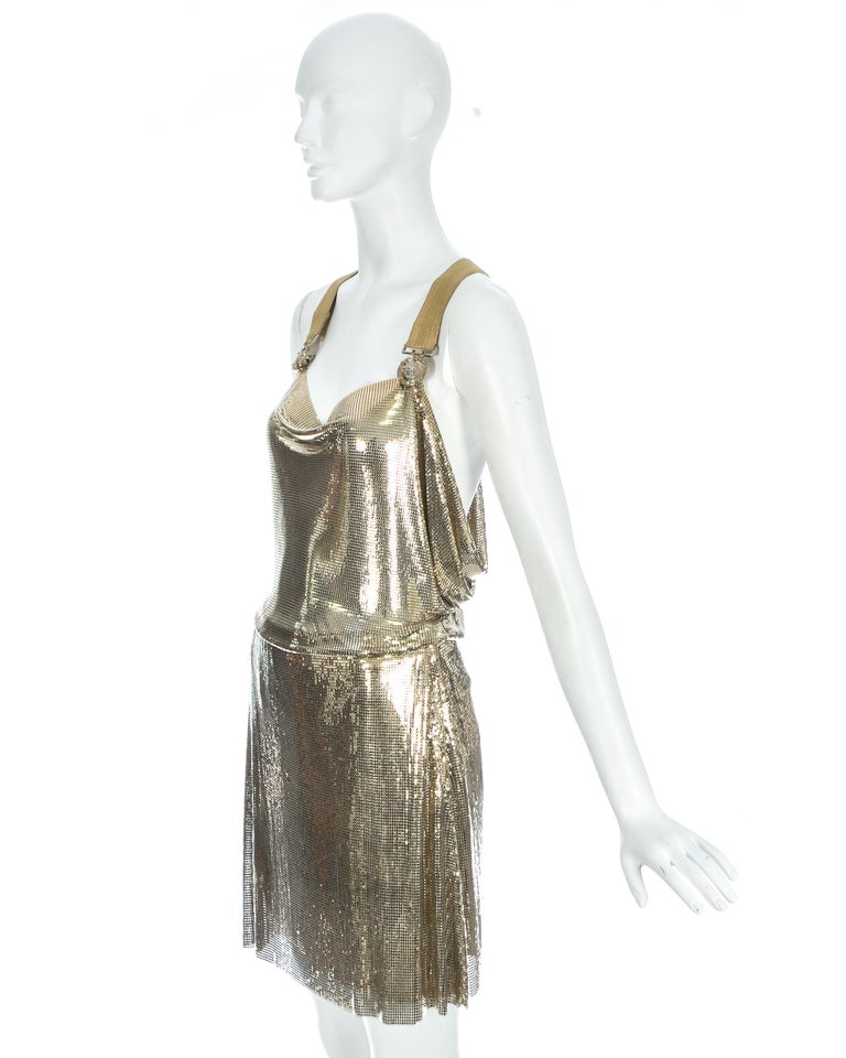 Gianni Versace gold metal mesh chainmail evening dress, ca. 1994 For ...