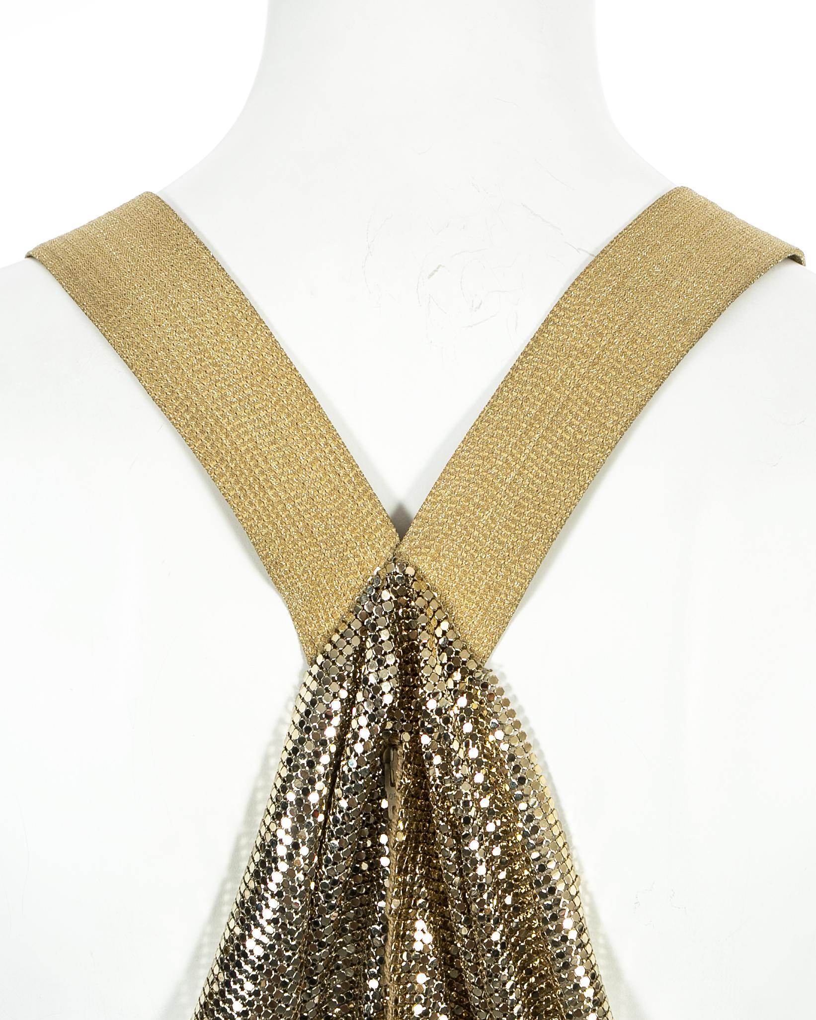 Gianni Versace gold metal mesh chainmail evening dress, fw 1994 2