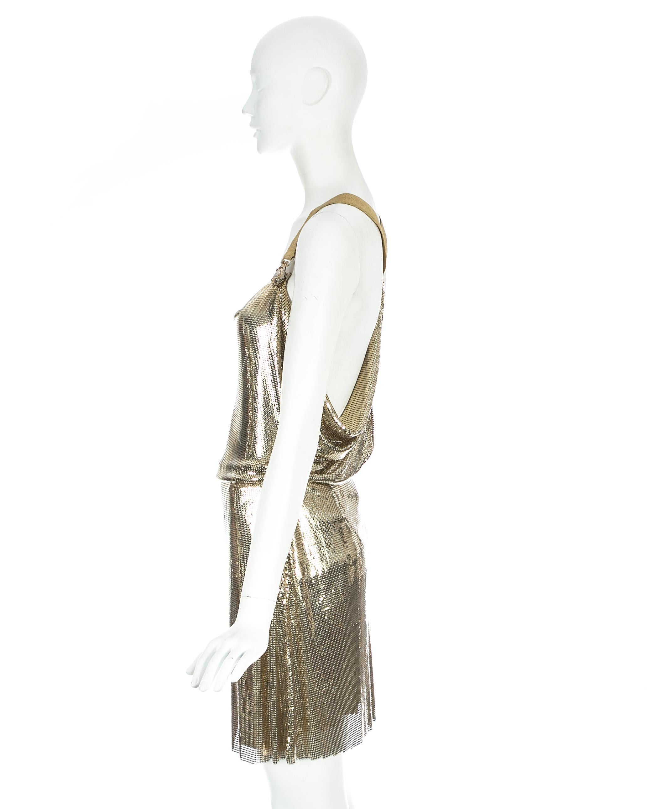 Women's Gianni Versace gold metal mesh chainmail evening dress, fw 1994