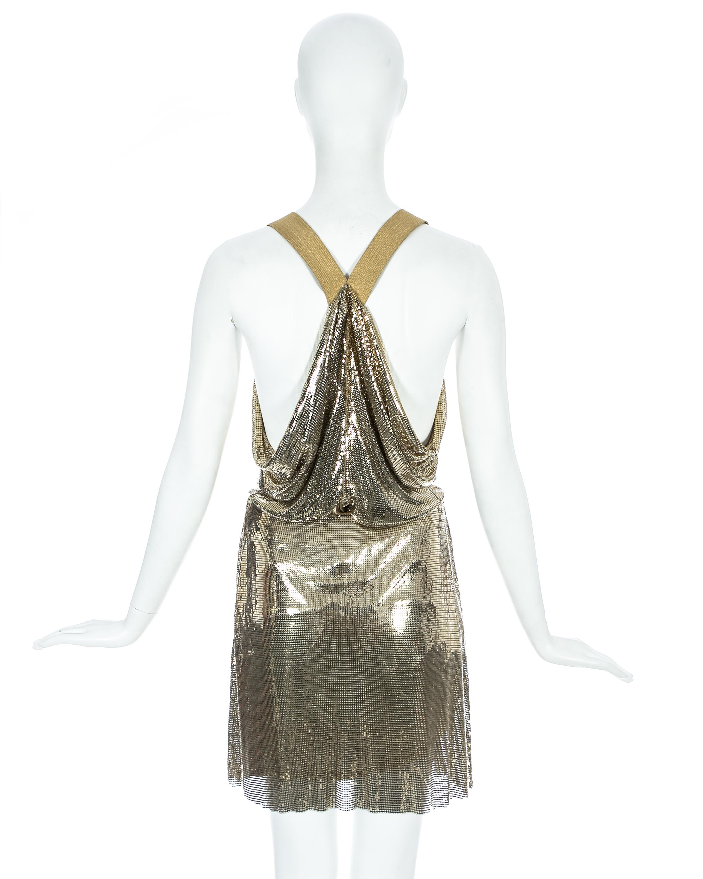 Gianni Versace gold metal mesh chainmail evening dress, fw 1994 at 1stDibs