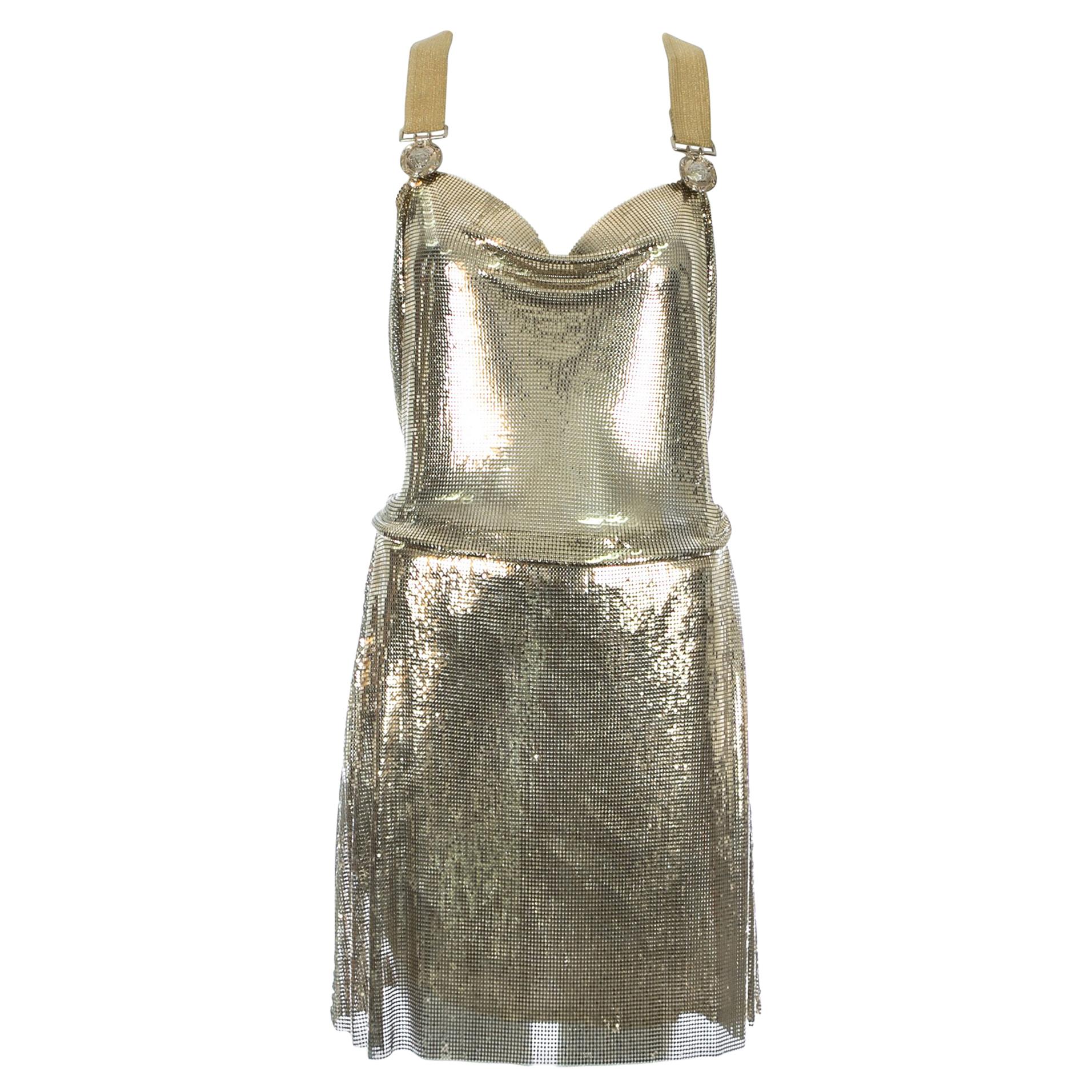 Gianni Versace gold metal mesh chainmail evening dress, fw 1994 For Sale