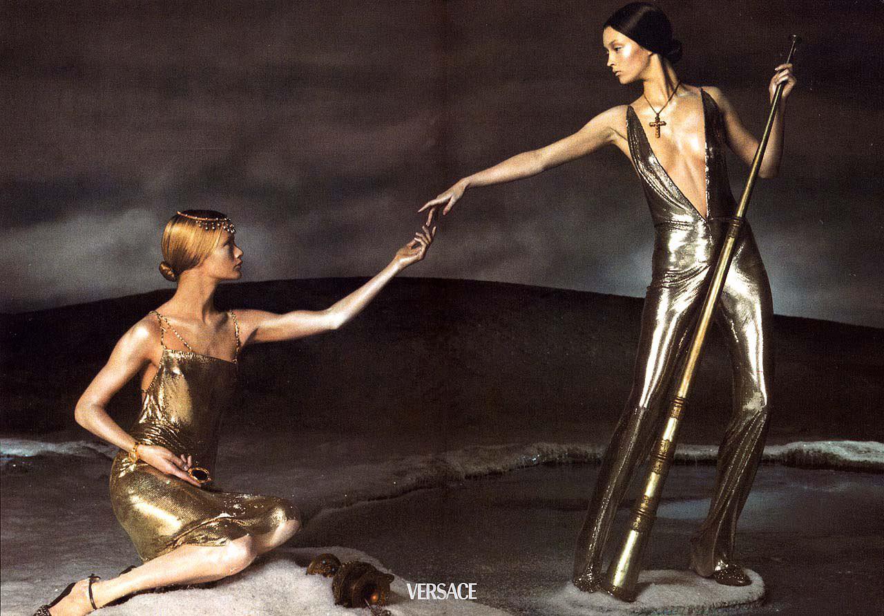 Gianni Versace Gold Metal Mesh Evening Dress with Crystal Barbed Straps, FW 1998 3