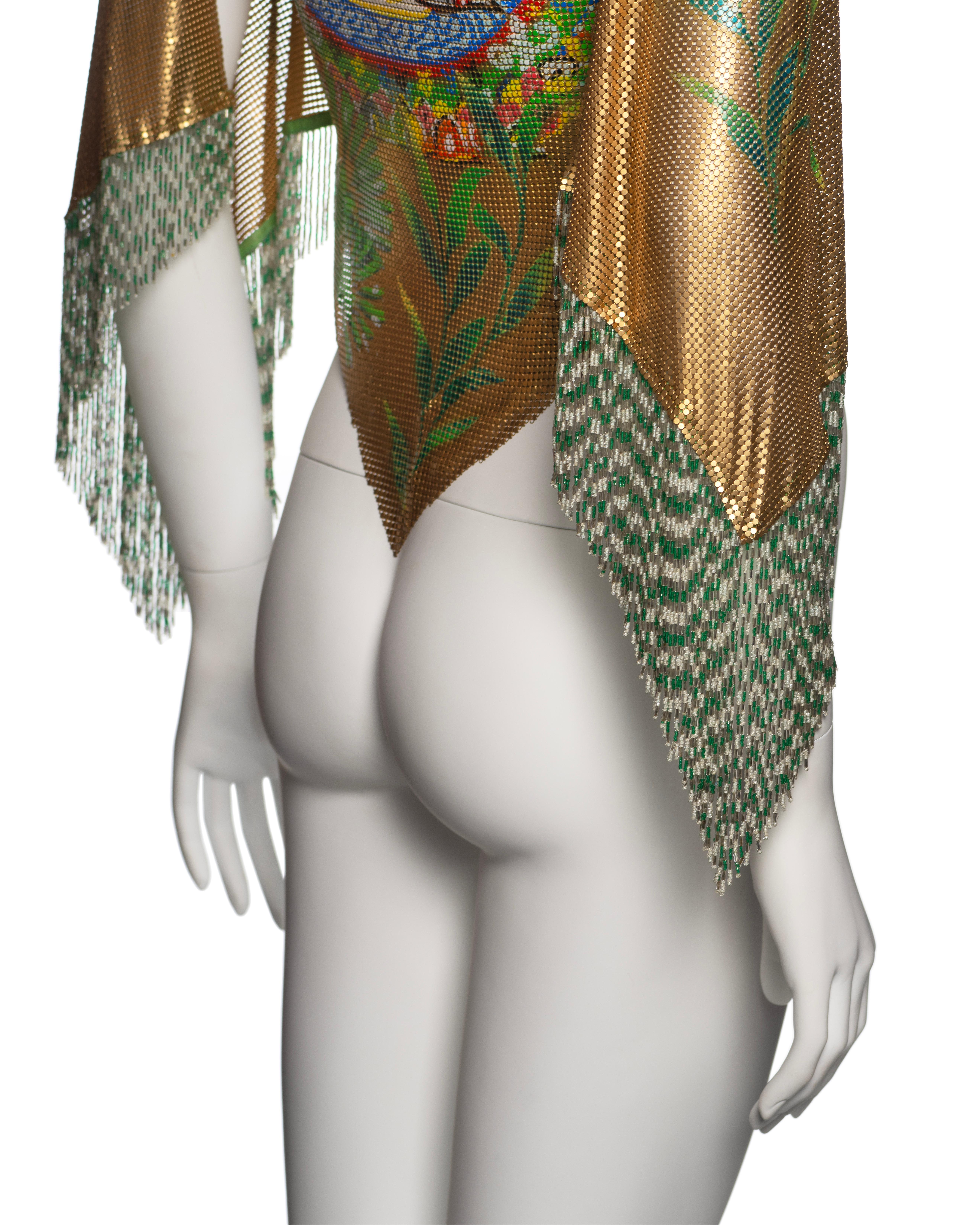 Gianni Versace Top in maglia d'oro Oroton con motivo Buddha dipinto a mano, SS 2000 in vendita 6
