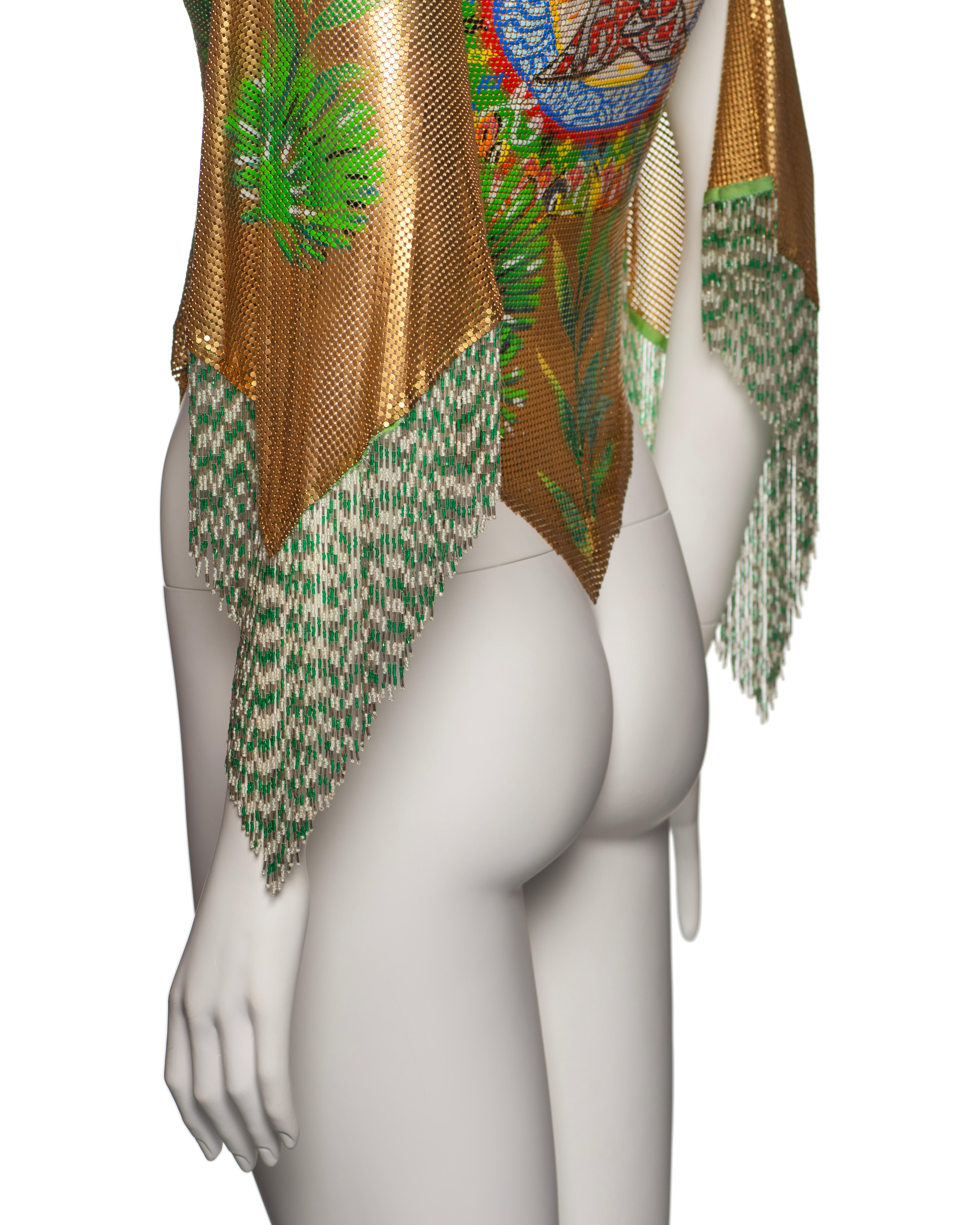 Gianni Versace Top in maglia d'oro Oroton con motivo Buddha dipinto a mano, SS 2000 in vendita 12