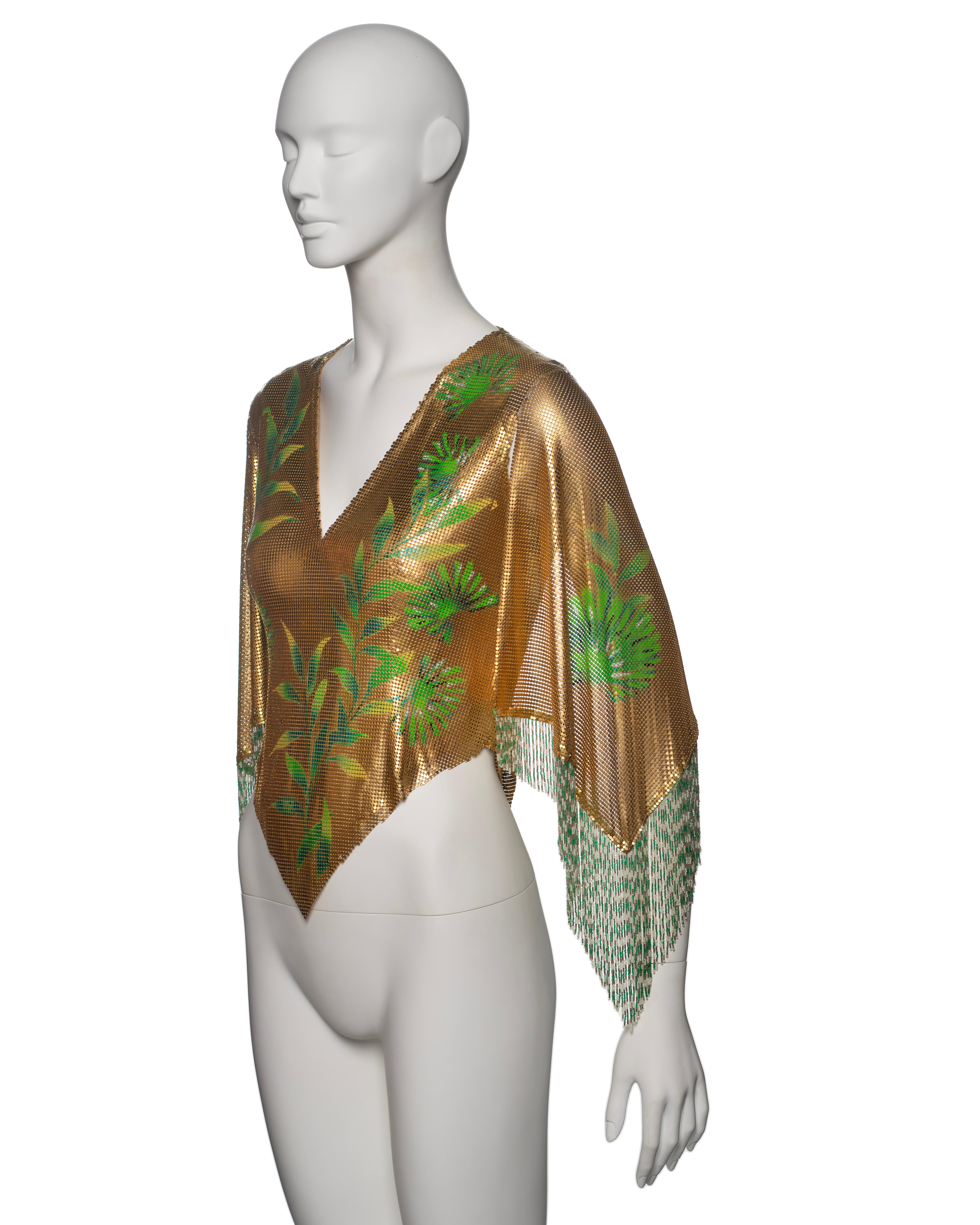 Gianni Versace Top in maglia d'oro Oroton con motivo Buddha dipinto a mano, SS 2000 in vendita 13