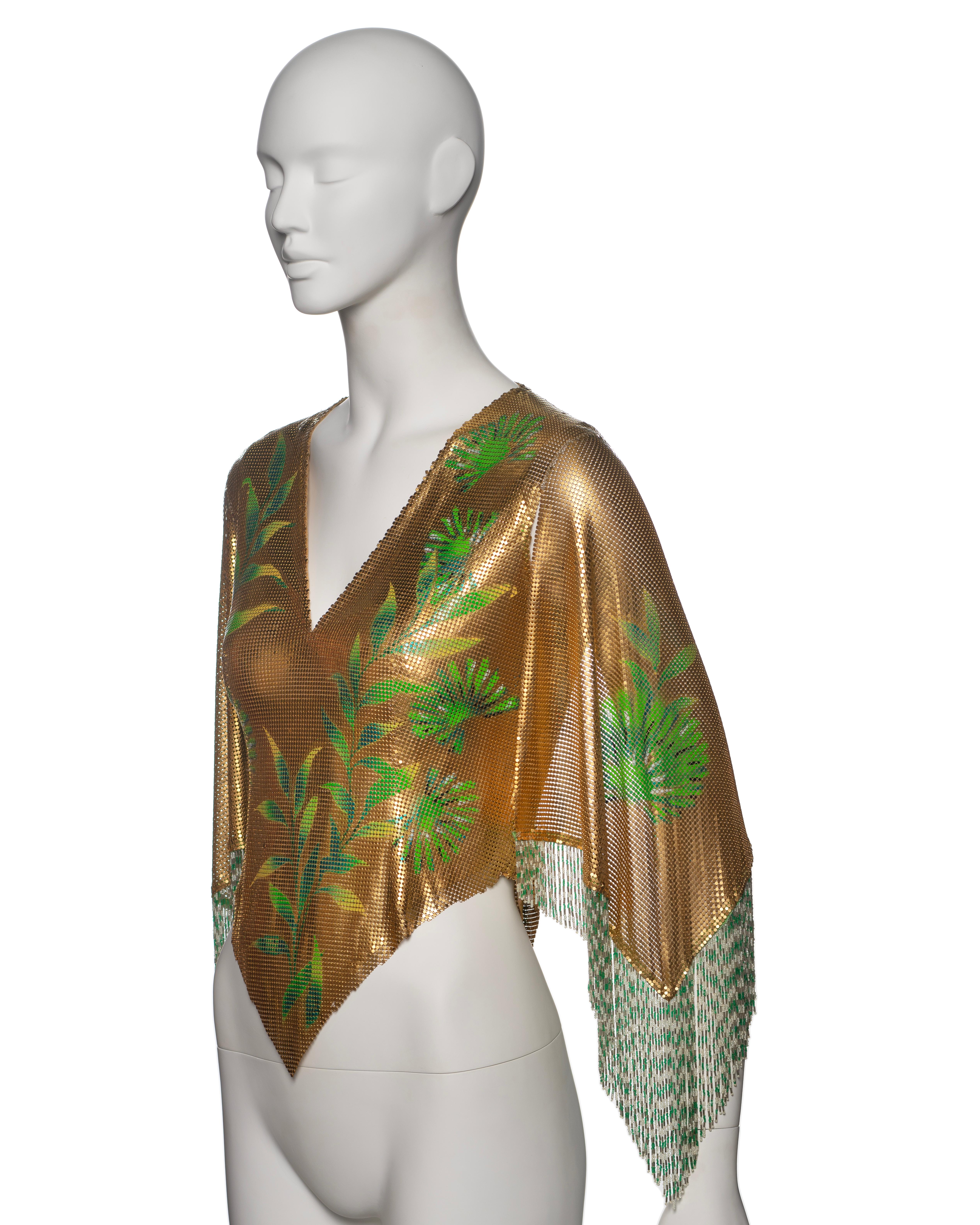 Gianni Versace Top in maglia d'oro Oroton con motivo Buddha dipinto a mano, SS 2000 in vendita 14