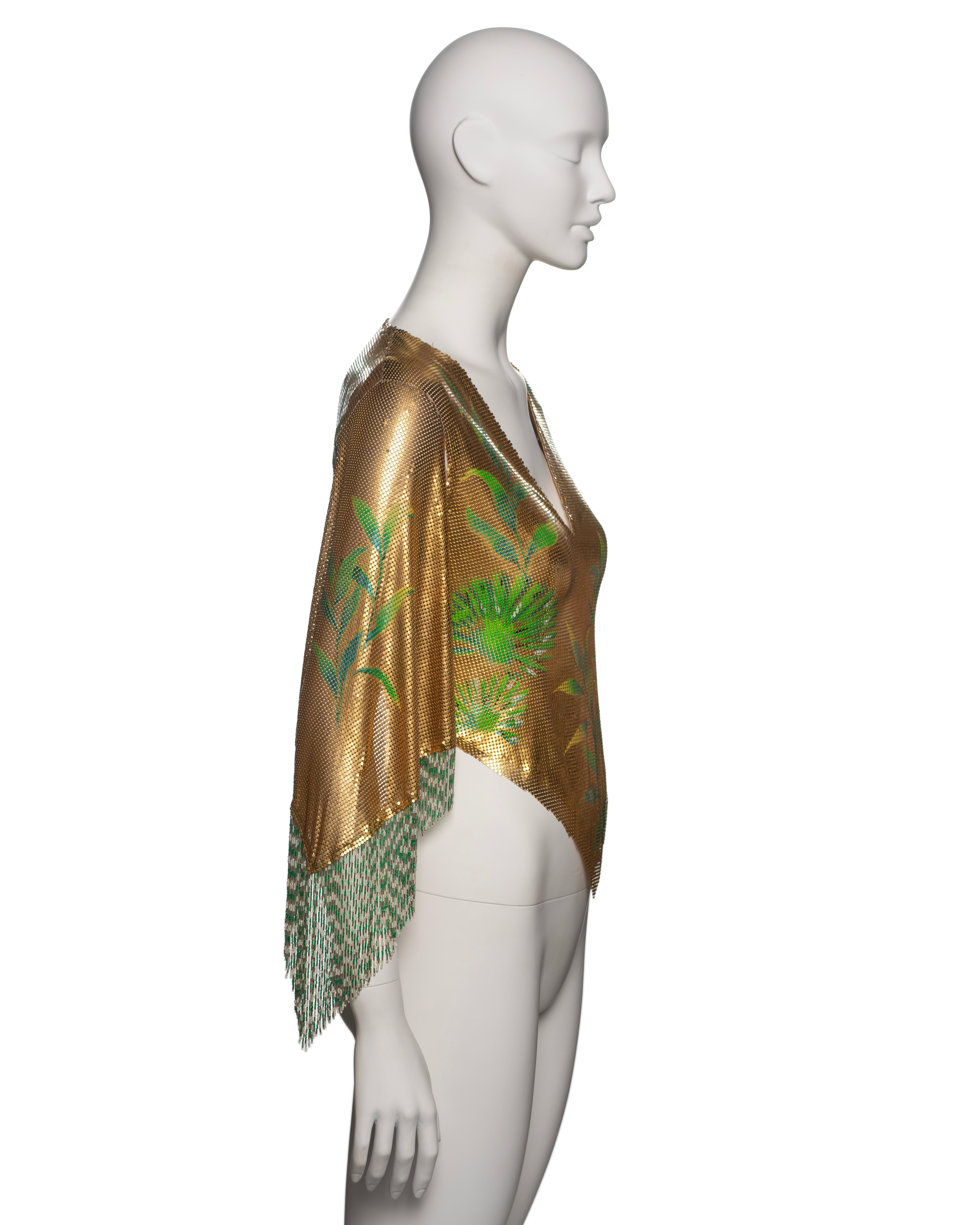 Gianni Versace Top in maglia d'oro Oroton con motivo Buddha dipinto a mano, SS 2000 in vendita 3