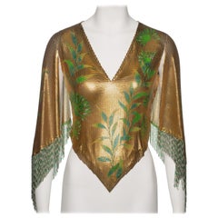 Gianni Versace Gold Oroton Chainmail Top with Hand Painted Buddha Motif, SS 2000