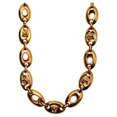 Gianni Versace Gold Plated Medusa Link Necklace circa 1990s