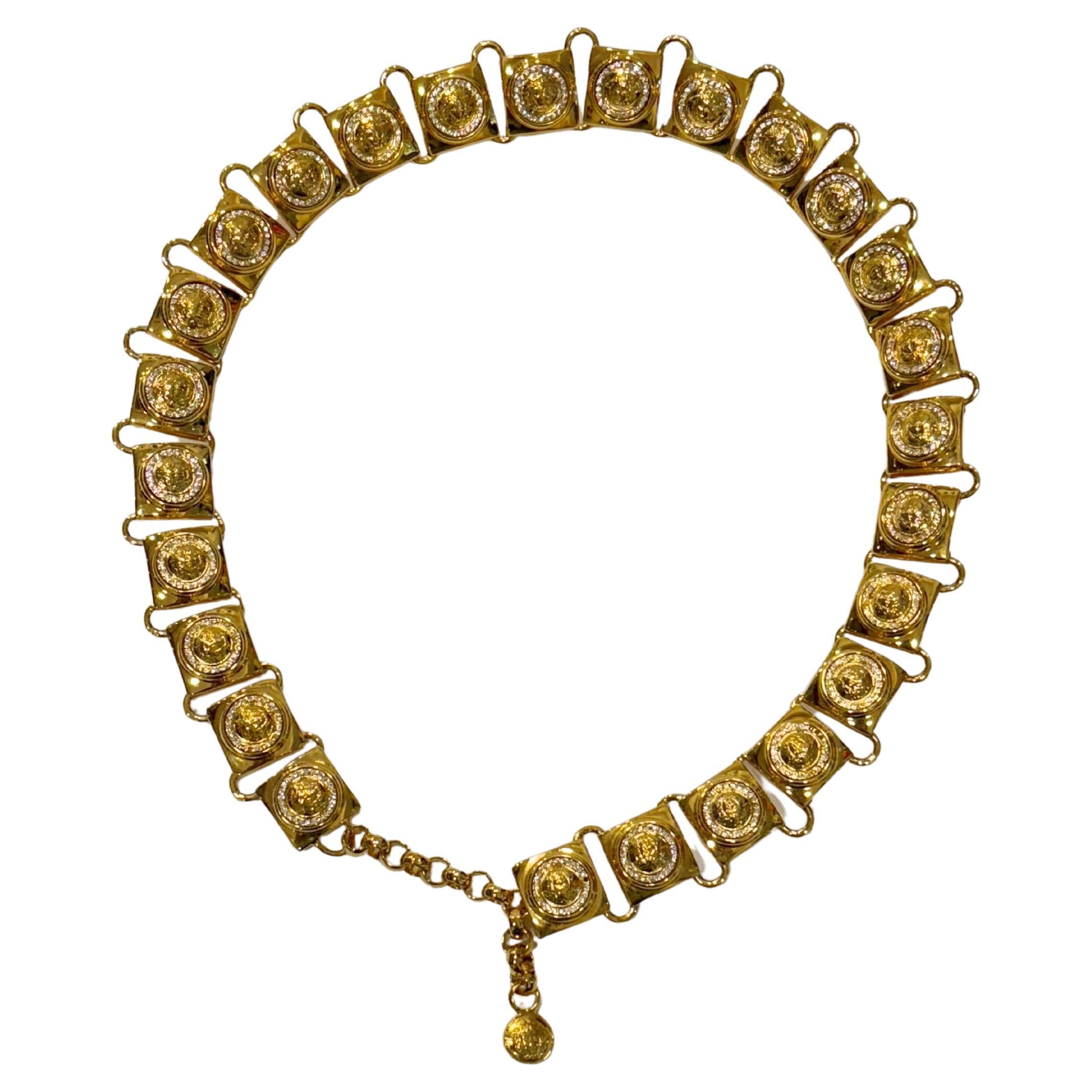 Gianni Versace gold tone square chain belt c.1990's