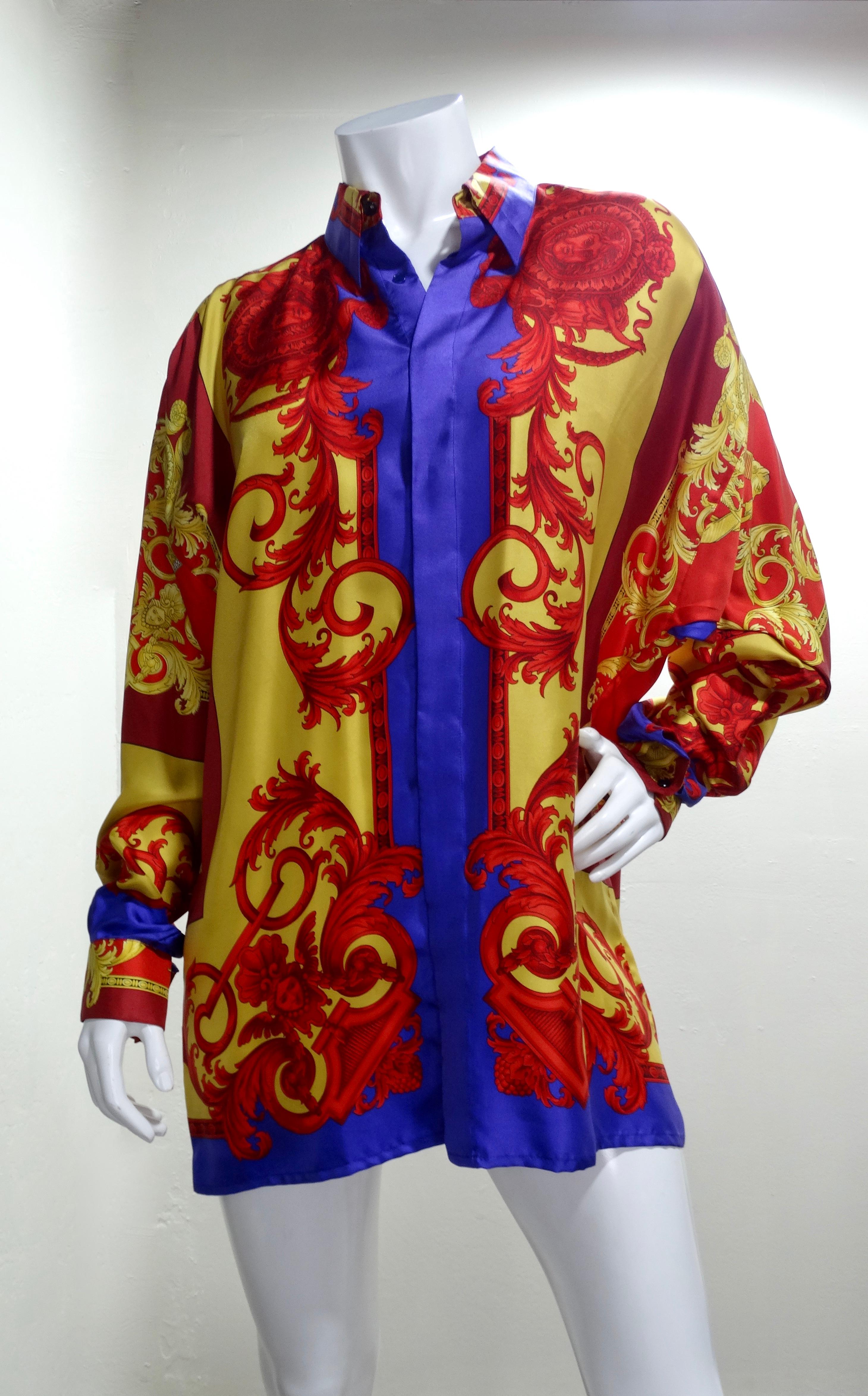 Gianni Versace Greek Goddess Silk Shirt For Sale at 1stDibs 