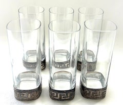 Gianni Versace Greek Key Silver High-ball Glassware, Set of 6
