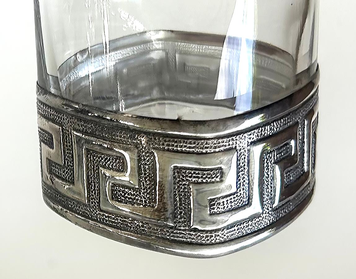 Juego de 6 copas altas de plata Gianni Versace Greek Key Silver en venta