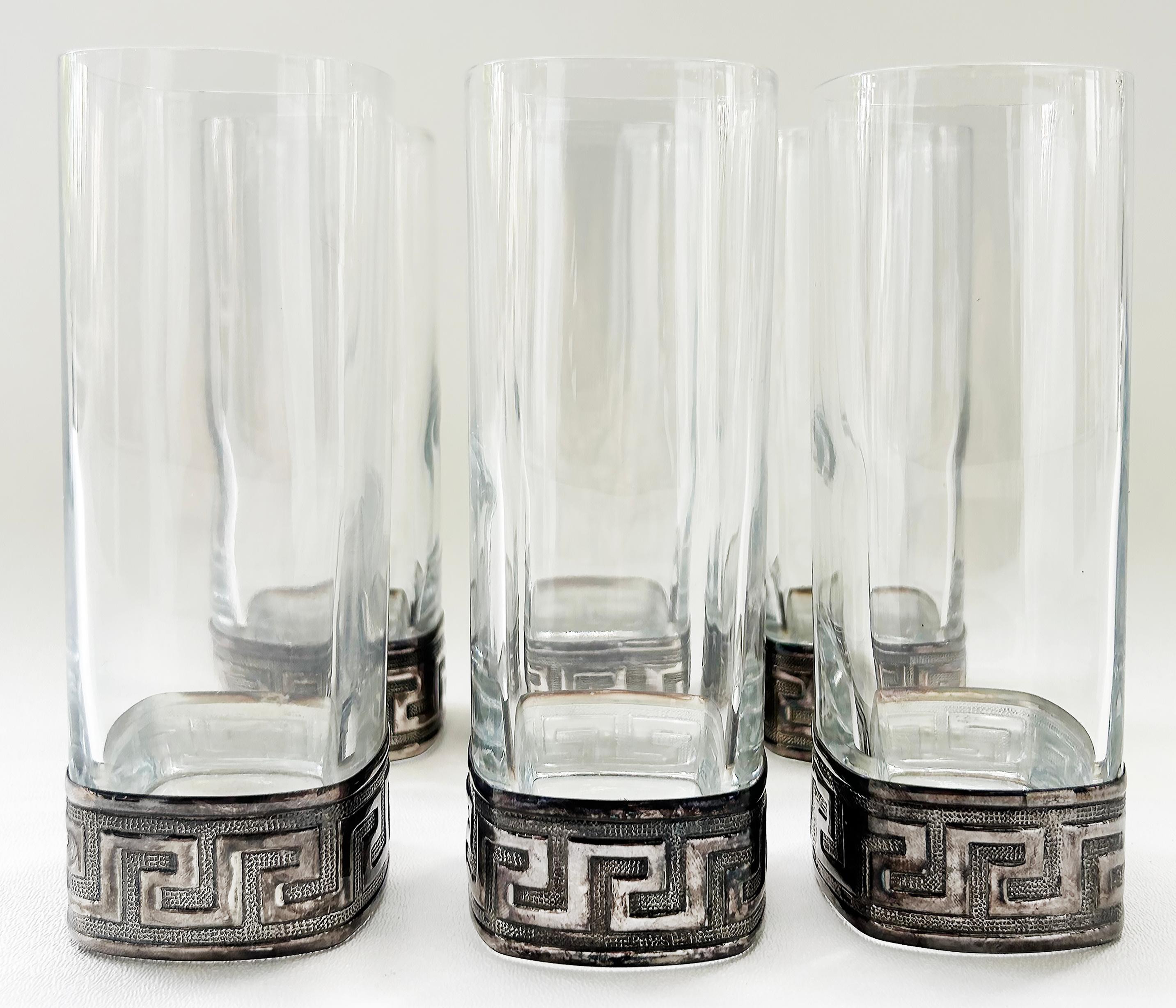 Juego de 6 copas altas de plata Gianni Versace Greek Key en venta 2