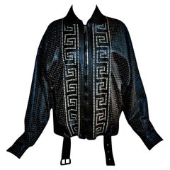 S/S 1992 Gianni Versace Greek Key Studded Leather Jacket