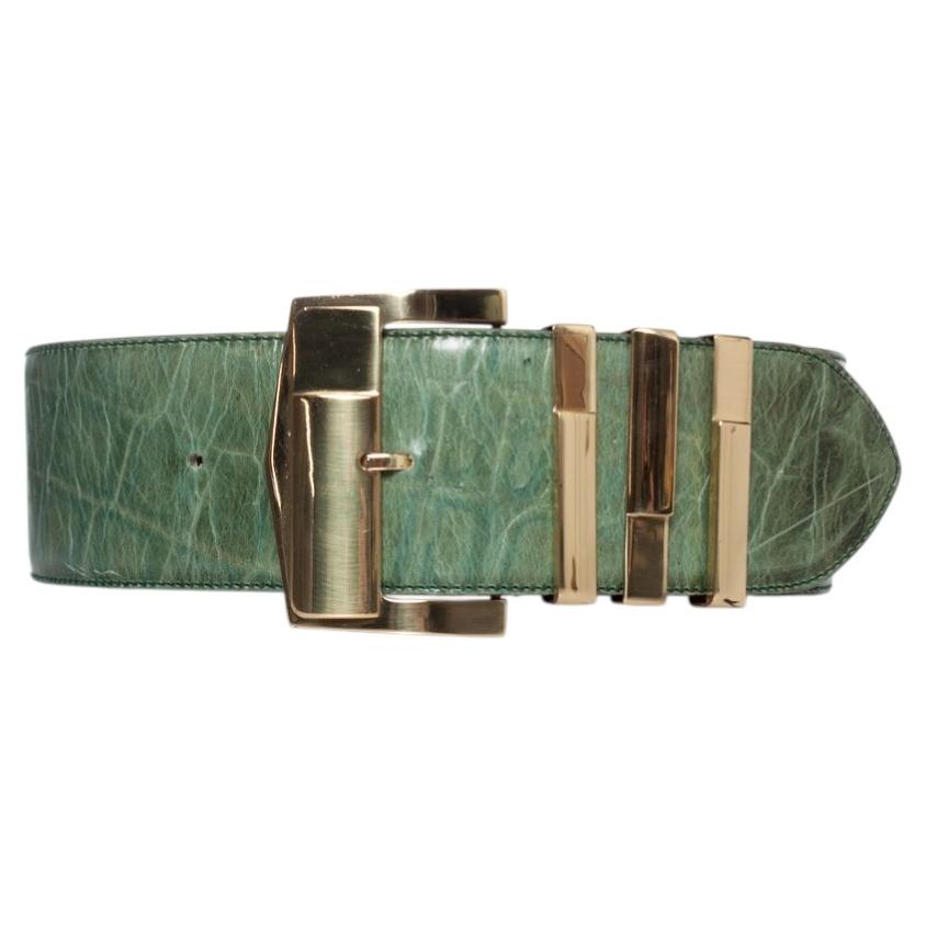Gianni Versace, Green croc stamped leather waist belt